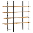 Massief mangohout boekenkast met 4 lagen voor woon en kantoor - 1 / 160 cm / 35 cm - Boekenkasten