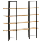 Massief mangohout boekenkast met 4 lagen voor woon en kantoor - 1 / 160 cm / 35 cm - Boekenkasten