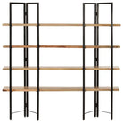 Massief mangohout boekenkast met 4 lagen voor woon en kantoor - 1 / 160 cm / 35 cm - Boekenkasten