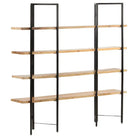 Massief mangohout boekenkast met 4 lagen voor woon en kantoor - 1 / 160 cm / 35 cm - Boekenkasten