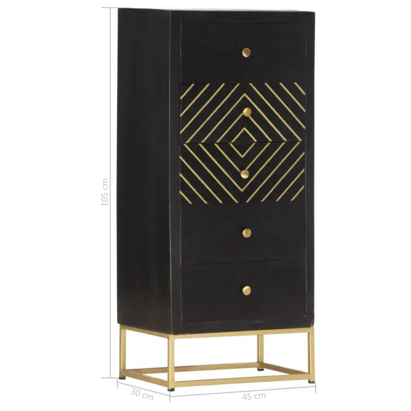 Massief mangohout houten lockerkast als uniek meubelstuk - Zwart en goud / 1 - Opbergkasten & lockerkasten
