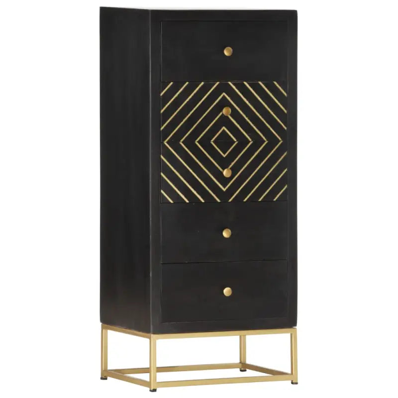 Massief mangohout houten lockerkast als uniek meubelstuk - Zwart en goud / 1 - Opbergkasten & lockerkasten