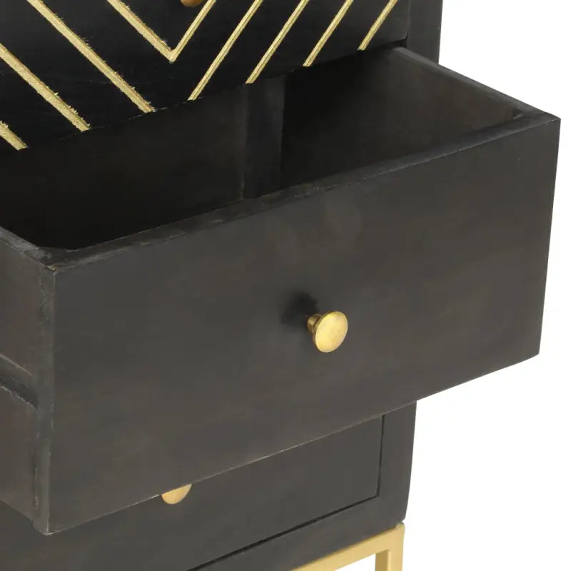 Massief mangohout houten lockerkast als uniek meubelstuk - Zwart en goud / 1 - Opbergkasten & lockerkasten
