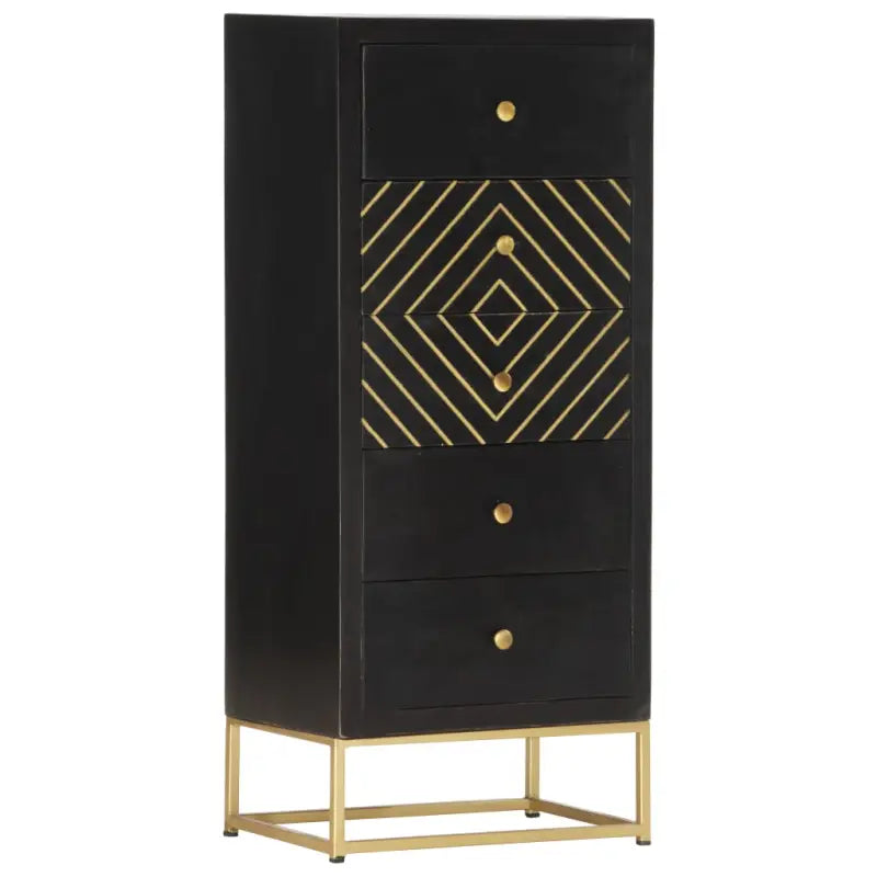 Massief mangohout houten lockerkast als uniek meubelstuk - Zwart en goud / 1 - Opbergkasten & lockerkasten