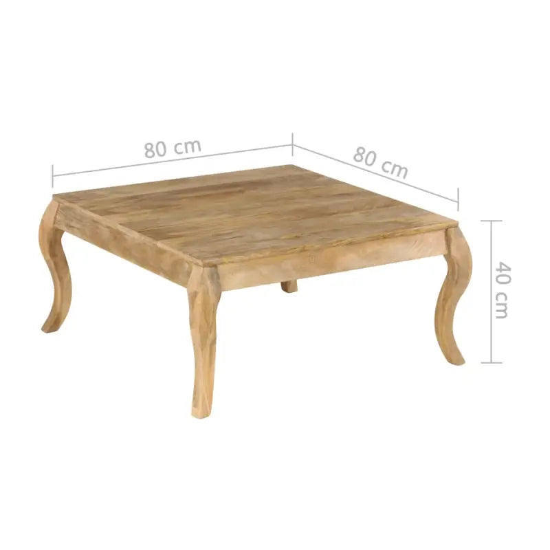 Massief mangohout salontafel met gebogen poten met vintage charme - 80 x 80 x 40 cm / 1 - Salontafels