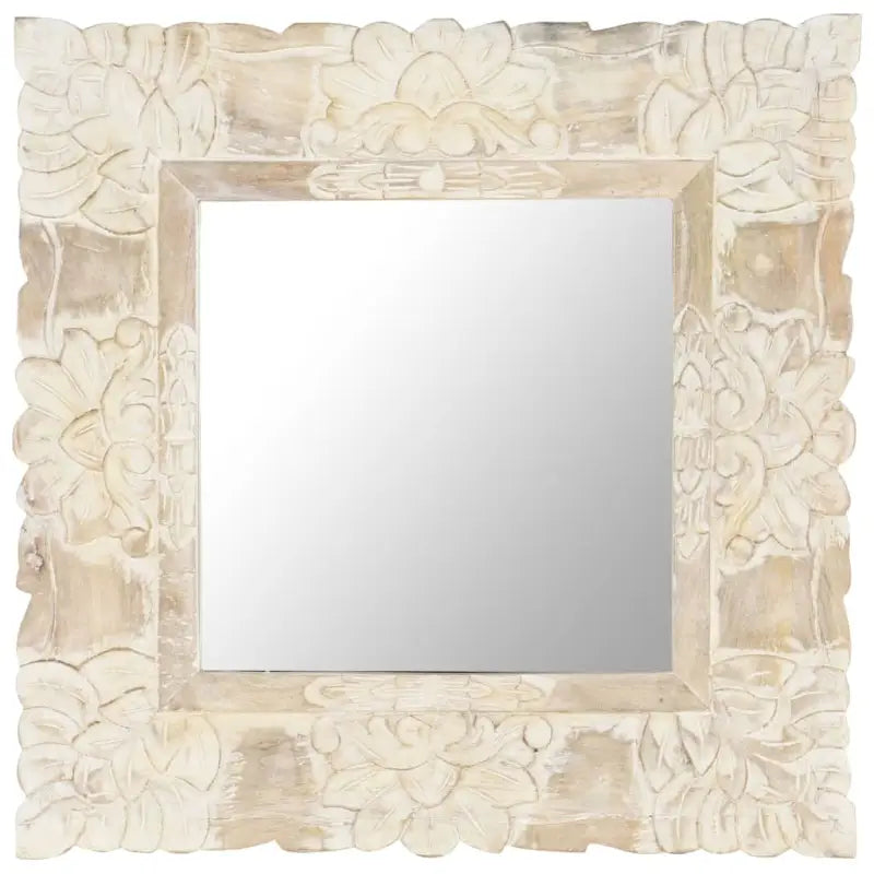 Massief mangohouten spiegel voor een sfeervolle huisdecoratie - Wit / 50 x 50 cm / 1 - Spiegels