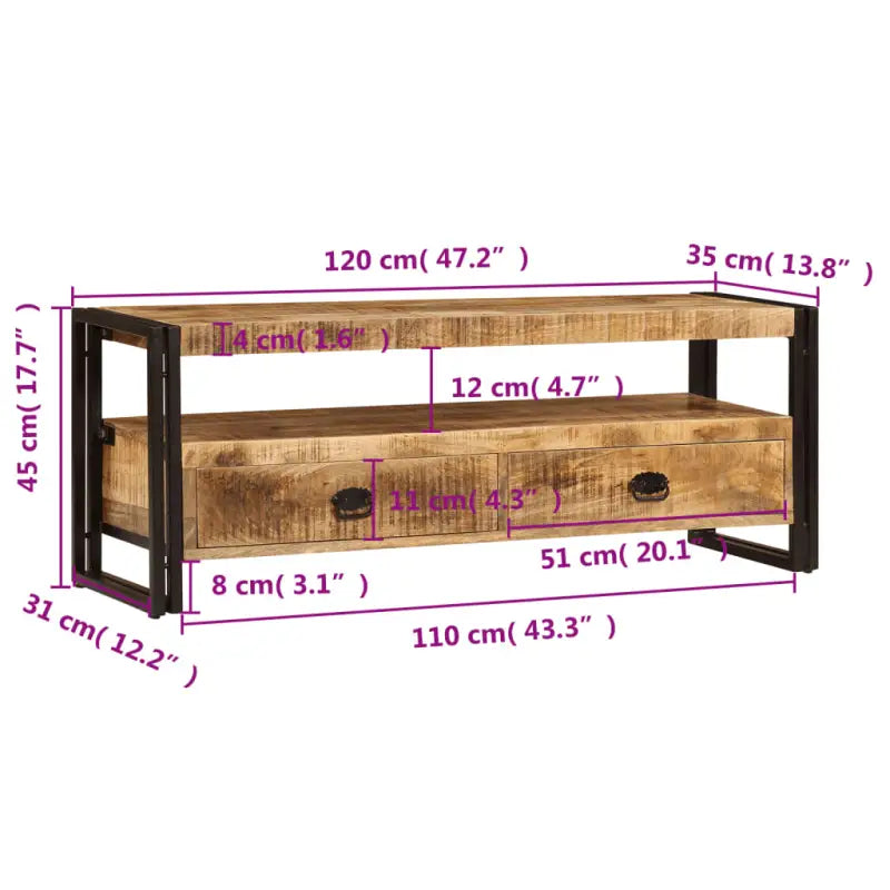 Massief mangohouten tv-meubel met vintage stijl voor een stijlvolle kamer - Tv-meubels