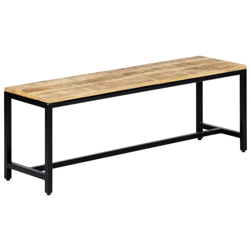 Massief ruw mangohouten keukenbank met gepoedercoate ijzeren poten - 120 cm - Keuken- & eettafelbanken