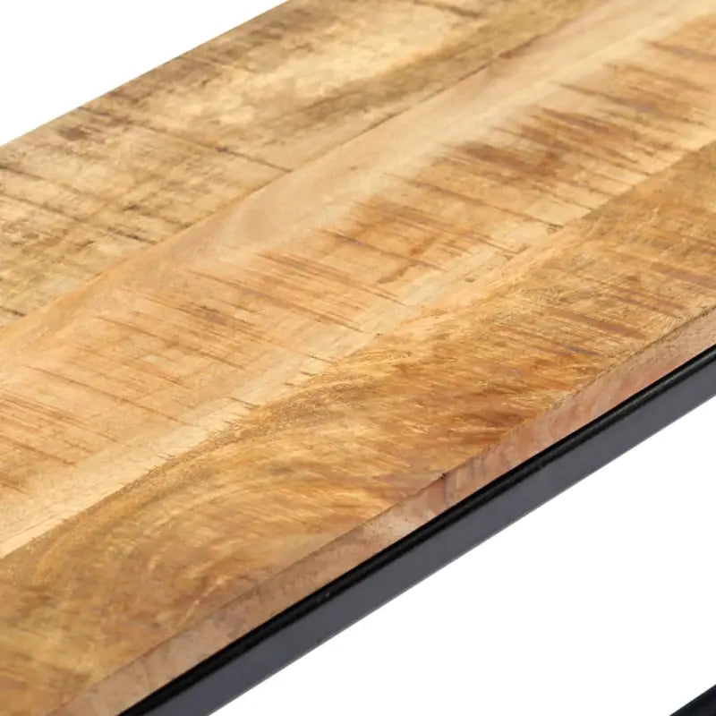 Massief ruw mangohouten keukenbank met gepoedercoate ijzeren poten - 120 cm - Keuken- & eettafelbanken