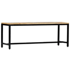 Massief ruw mangohouten keukenbank met gepoedercoate ijzeren poten - 120 cm - Keuken- & eettafelbanken