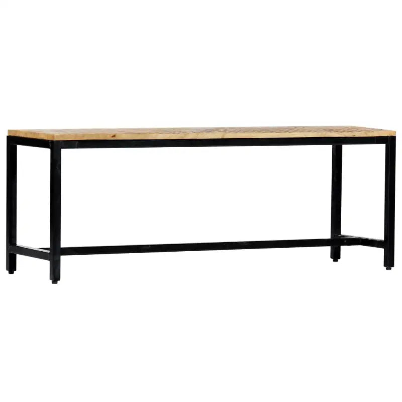 Massief ruw mangohouten keukenbank met gepoedercoate ijzeren poten - 120 cm - Keuken- & eettafelbanken