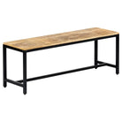 Massief ruw mangohouten keukenbank met gepoedercoate ijzeren poten - 120 cm - Keuken- & eettafelbanken