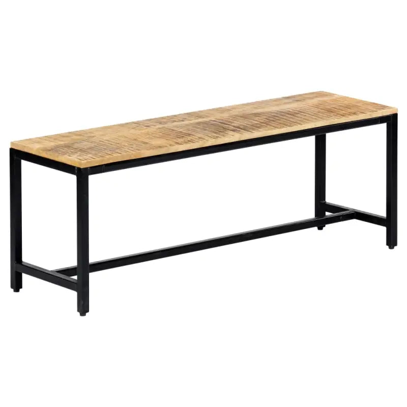 Massief ruw mangohouten keukenbank met gepoedercoate ijzeren poten - 120 cm - Keuken- & eettafelbanken