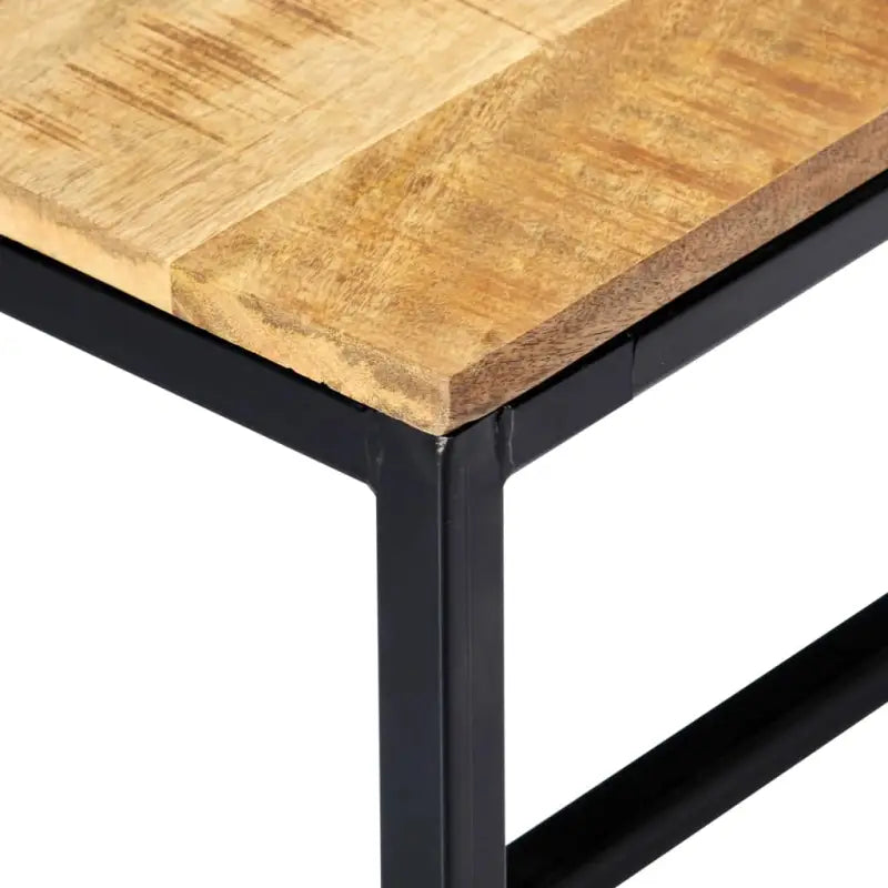Massief ruw mangohouten keukenbank met gepoedercoate ijzeren poten - 120 cm - Keuken- & eettafelbanken