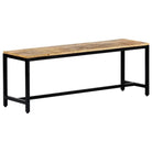 Massief ruw mangohouten keukenbank met gepoedercoate ijzeren poten - 120 cm - Keuken- & eettafelbanken