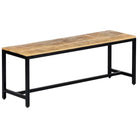 Massief ruw mangohouten keukenbank met gepoedercoate ijzeren poten - 120 cm - Keuken- & eettafelbanken