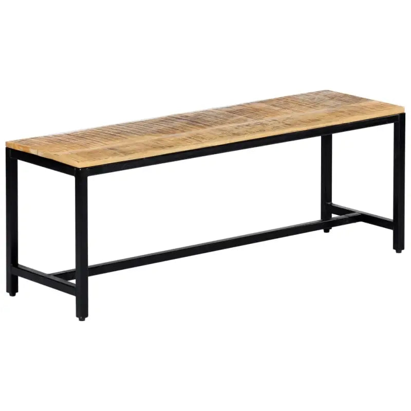 Massief ruw mangohouten keukenbank met gepoedercoate ijzeren poten - 120 cm - Keuken- & eettafelbanken