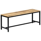 Massief ruw mangohouten keukenbank met gepoedercoate ijzeren poten - 120 cm - Keuken- & eettafelbanken