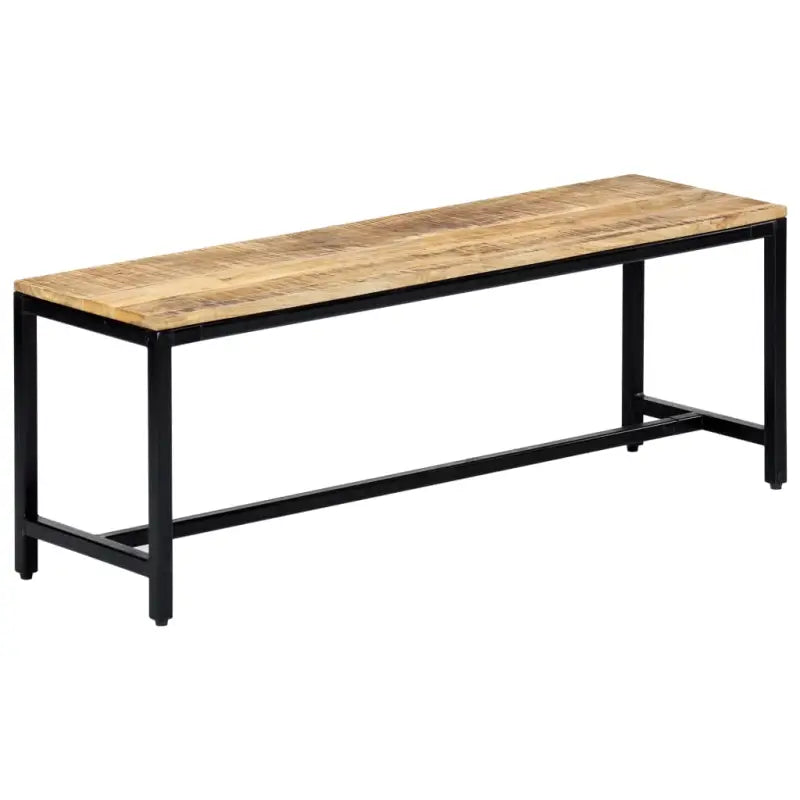 Massief ruw mangohouten keukenbank met gepoedercoate ijzeren poten - 120 cm - Keuken- & eettafelbanken
