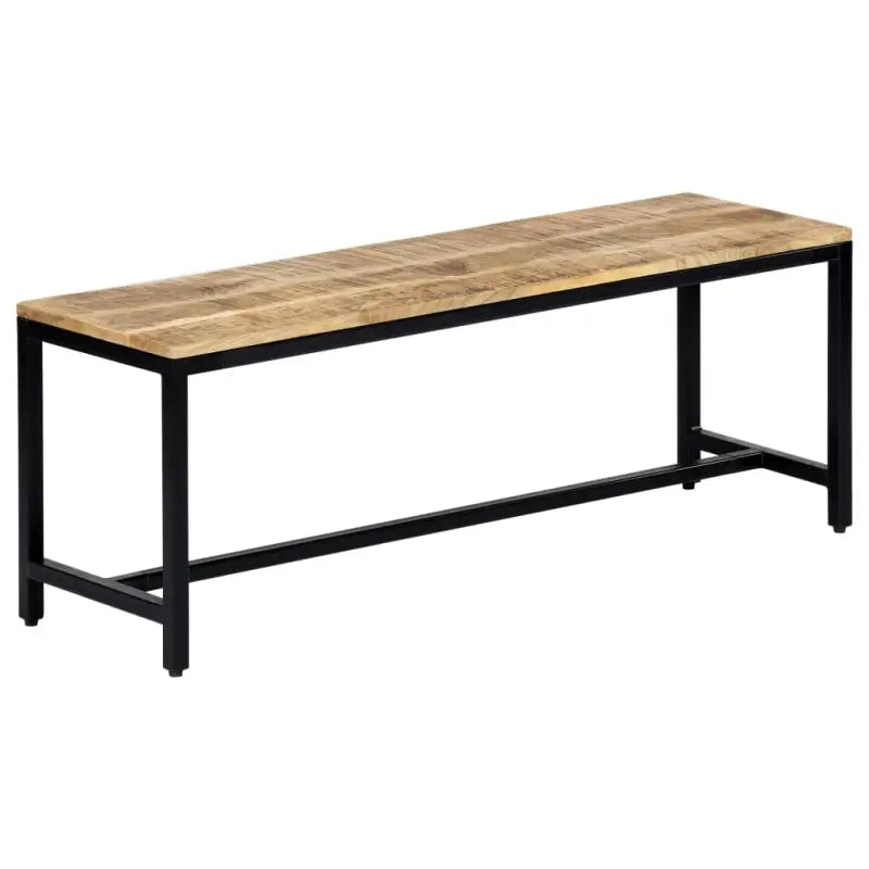 Massief ruw mangohouten keukenbank met gepoedercoate ijzeren poten - 120 cm - Keuken- & eettafelbanken