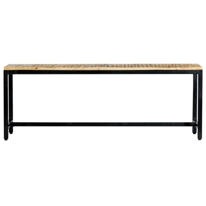 Massief ruw mangohouten keukenbank met gepoedercoate ijzeren poten - 120 cm - Keuken- & eettafelbanken
