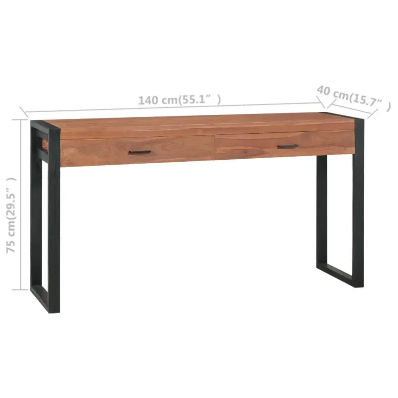 Massief teakhout bureau met rustieke charme voor huis of kantoor - 140 x 40 x 75 cm - Bureaus