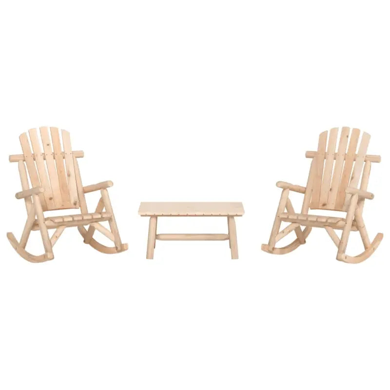 Massief Vurenhout Loungeset voor buiten comfortabel en duurzaam - Naturel / Tafel + 2x Fauteuil - Tuinsets
