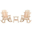 Massief Vurenhout Loungeset voor buiten comfortabel en duurzaam - Naturel / 2x armstoel + tafel - Tuinsets
