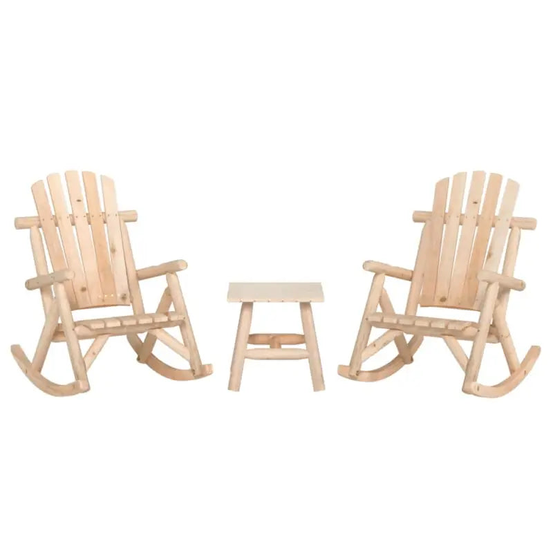 Massief Vurenhout Loungeset voor buiten comfortabel en duurzaam - Naturel / 2x armstoel + tafel - Tuinsets