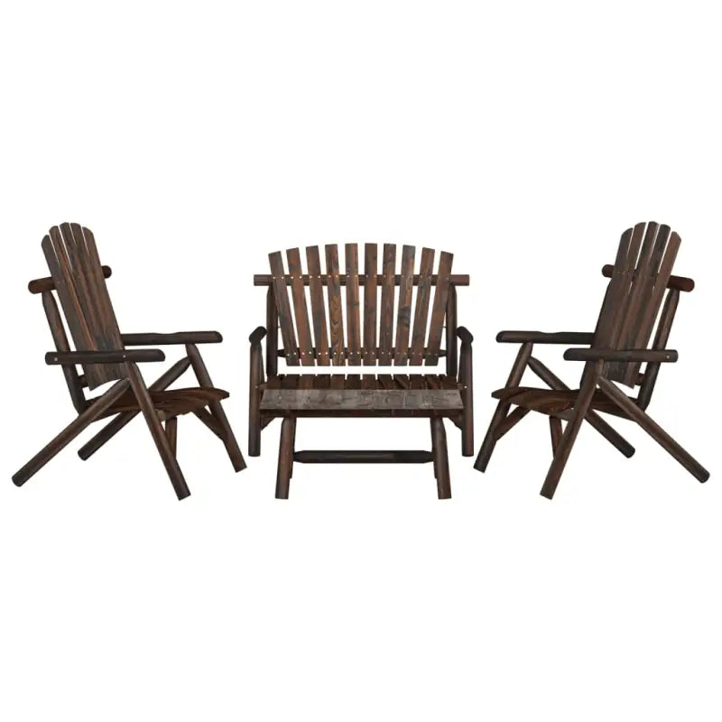 Massief Vurenhout Loungeset voor buiten comfortabel en duurzaam - Donkerbruin / 2x chair + bench + table - Tuinsets