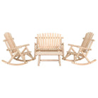 Massief Vurenhout Loungeset voor buiten comfortabel en duurzaam - Naturel / 2x Fauteuil + Bank + Tafel - Tuinsets