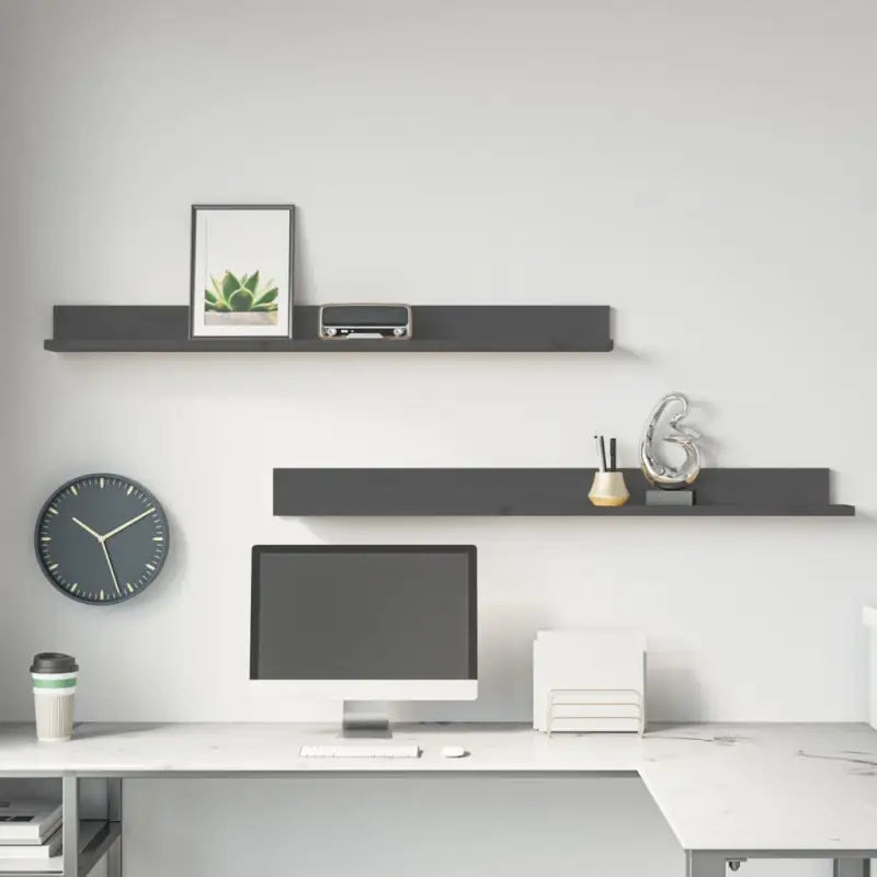 Massieve wandplanken van grenenhout gemakkelijk schoon te maken - Grijs / 110 x 11 x 9 cm / 1 - Wandplanken