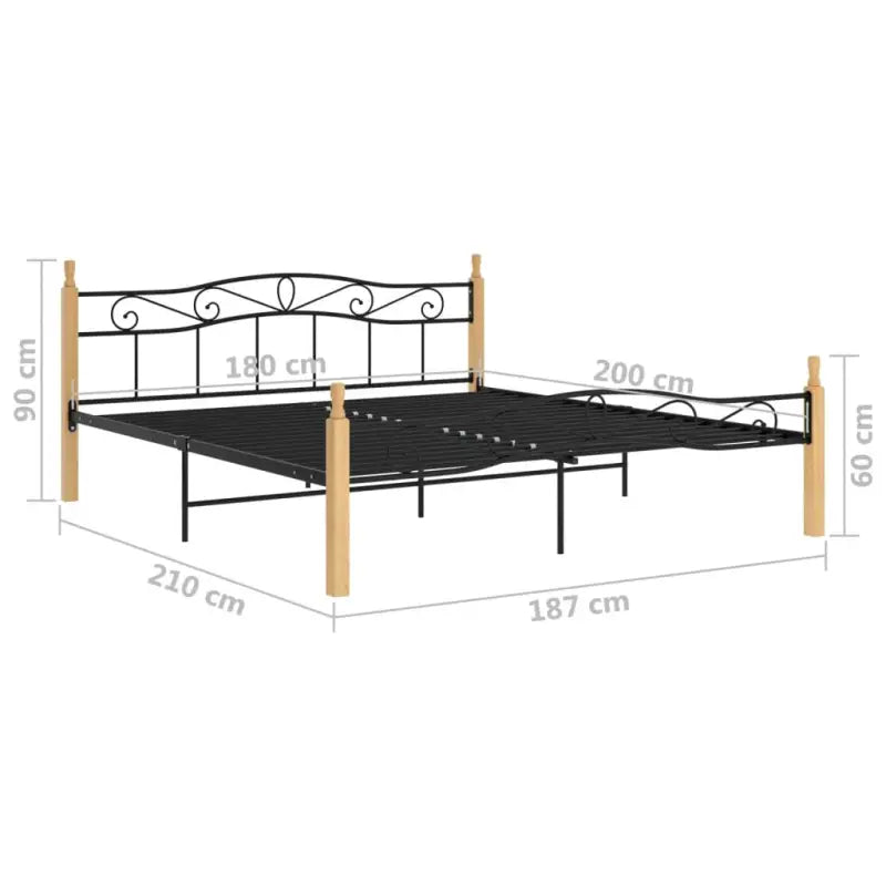 Metaal en massief eikenhout bedframe voor een warme slaapkamer sfeer - Bedden & bedframes