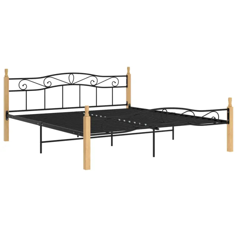 Metaal en massief eikenhout bedframe voor een warme slaapkamer sfeer - Bedden & bedframes
