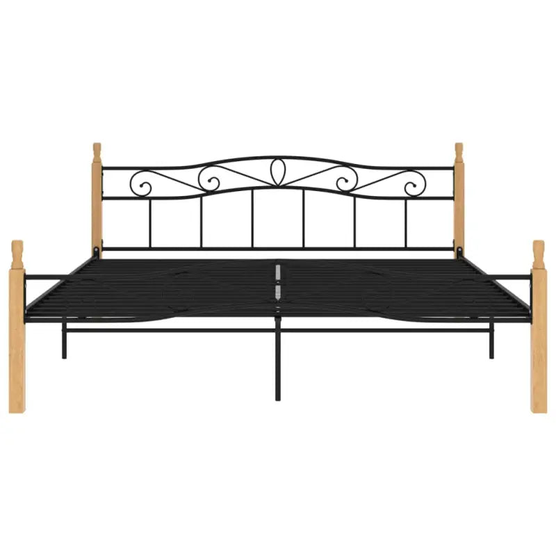 Metaal en massief eikenhout bedframe voor een warme slaapkamer sfeer - Bedden & bedframes