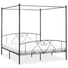 Metaal Hemelbedframe met Gordijnophang voor Een Elegante Slaapkamer - Grijs / 180 x 200 cm - Bedden & bedframes