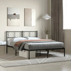 Metalen bedframe met extra opbergruimte en stevige metalen latten - Zwart / 120 x 200 cm / met hoofdbord - Bedden &
