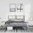 Metalen bedframe met extra opbergruimte en stevige metalen latten - Zwart / 135 x 190 cm / met hoofdbord - Bedden &