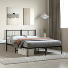 Metalen bedframe met extra opbergruimte en stevige metalen latten - Zwart / 140 x 200 cm / met hoofdbord - Bedden &