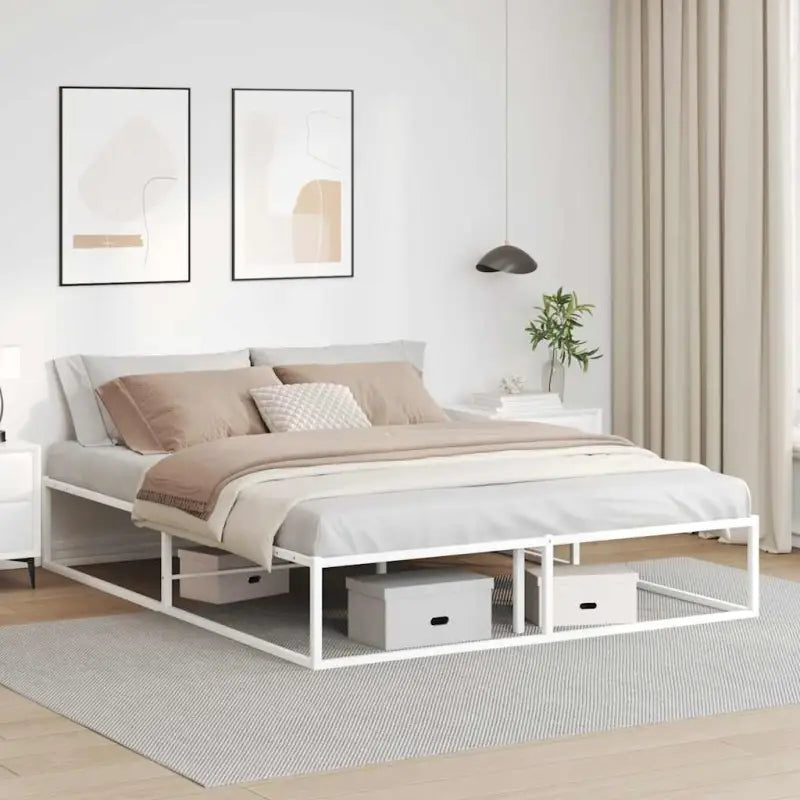 Metalen bedframe met gepoedercoat afwerking voor een klassieke slaapkamer - Wit / 160 x 200 cm - Bedden & bedframes