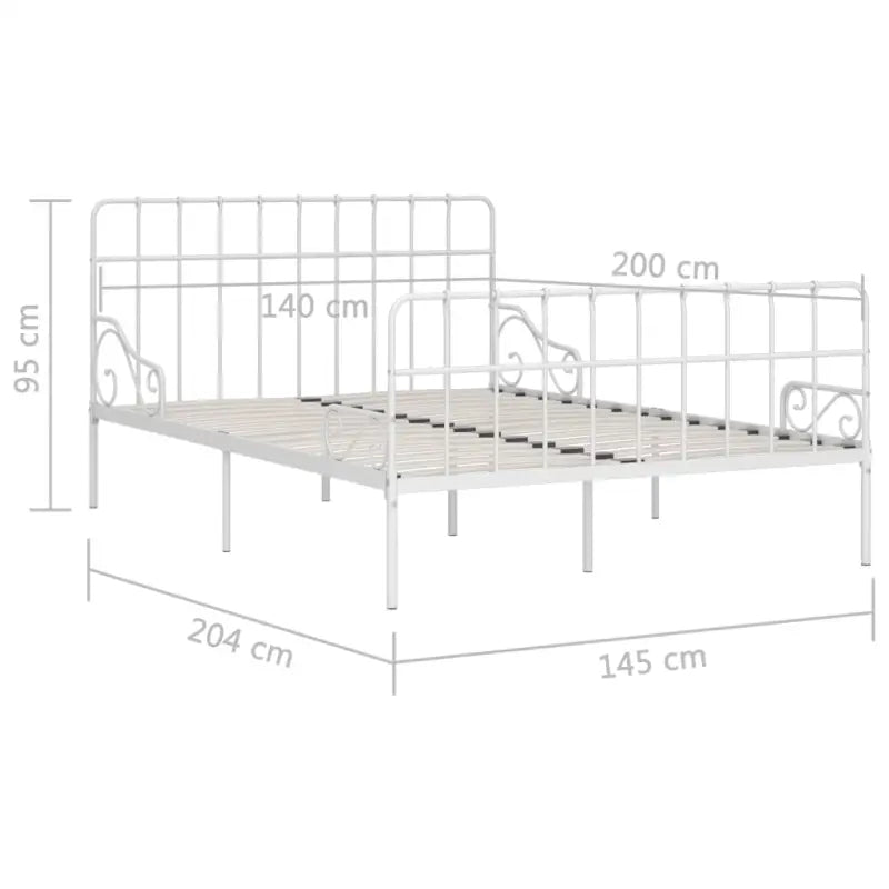 Metalen bedframe met solide constructie en comfortabele lattenbodem - Wit / 140 x 200 cm - Bedden & bedframes