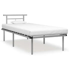 Metalen bedframe met stevige ondersteuning voor een klassieke slaapkamer sfeer - Grijs / 90 x 200 cm - Bedden &