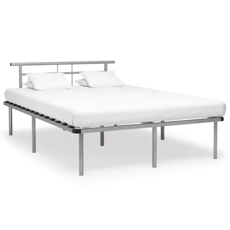 Metalen bedframe met stevige ondersteuning voor een klassieke slaapkamer sfeer - Grijs / 160 x 200 cm - Bedden &