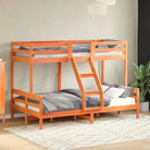 Metalen stapelbed met massief grenenhout voor compacte kamers - Wasbruin / 1 - Bedden & bedframes