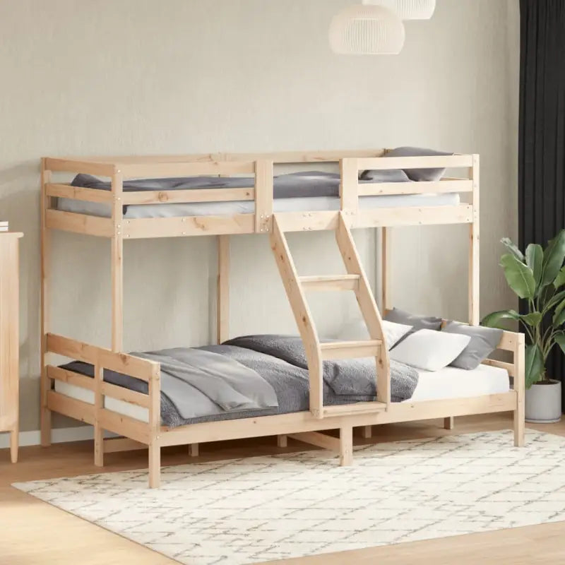Metalen stapelbed met massief grenenhout voor compacte kamers - Naturel / 1 - Bedden & bedframes