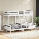 Metalen stapelbed met massief grenenhout voor compacte kamers - Wit / 1 - Bedden & bedframes