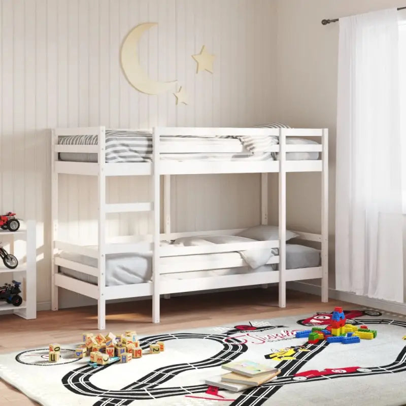 Metalen stapelbed met massief grenenhout voor compacte slaapkamers - Wit / 90 x 190 cm - Bedden & bedframes