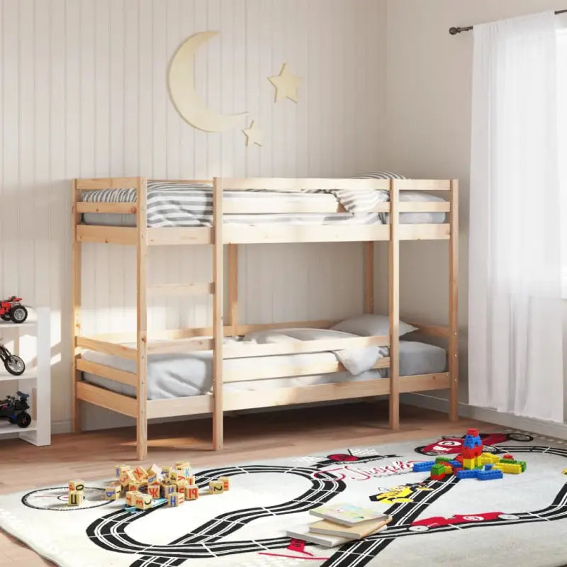 Metalen stapelbed met massief grenenhout voor compacte slaapkamers - Naturel / 75 x 190 cm - Bedden & bedframes