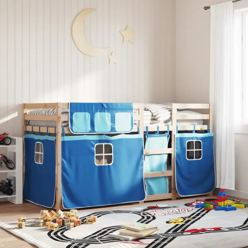 Metalen stapelbed van massief grenenhout voor een compacte kamer - Blauw / 90 x 190 cm - Bedden & bedframes