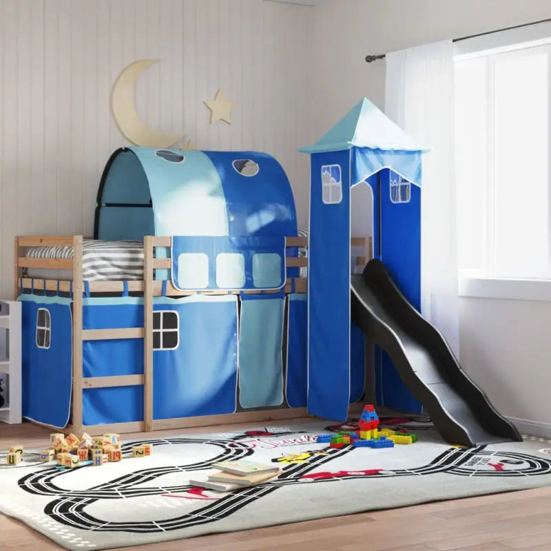 Metalen stapelbed van massief grenenhout voor kleine kamers - Blauw / 90 x 190 cm - Bedden & bedframes